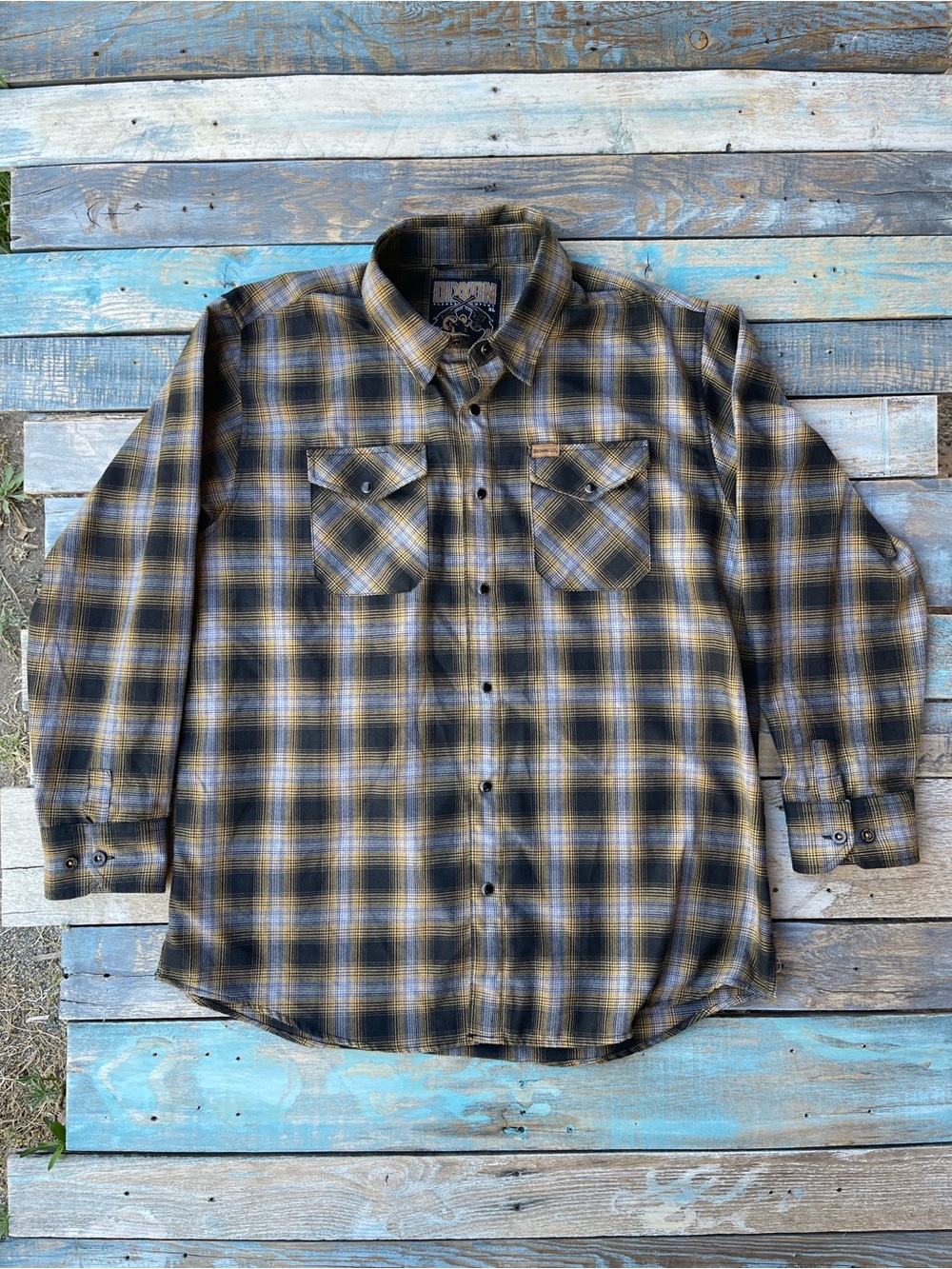 Dixxon Flannel Brownells Big Iron Collab Men's XL Pearl Snap D-Tech Plaid